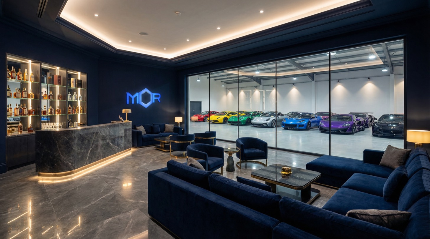 MOR CARS members' showroom lounge